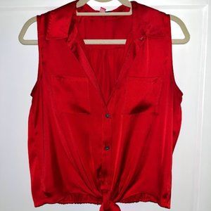 Vince Camuto Sleeveless Silk Tie Blouse Size S